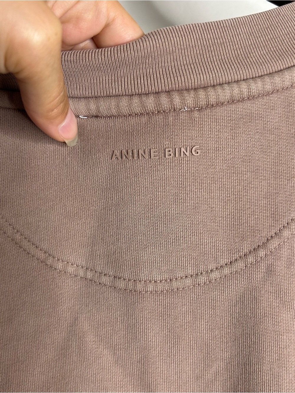 Anine Bing 100% Cotton Oversized Tyler 'BING' Spellout Sweatshirt in Tan - Picture 13 of 16